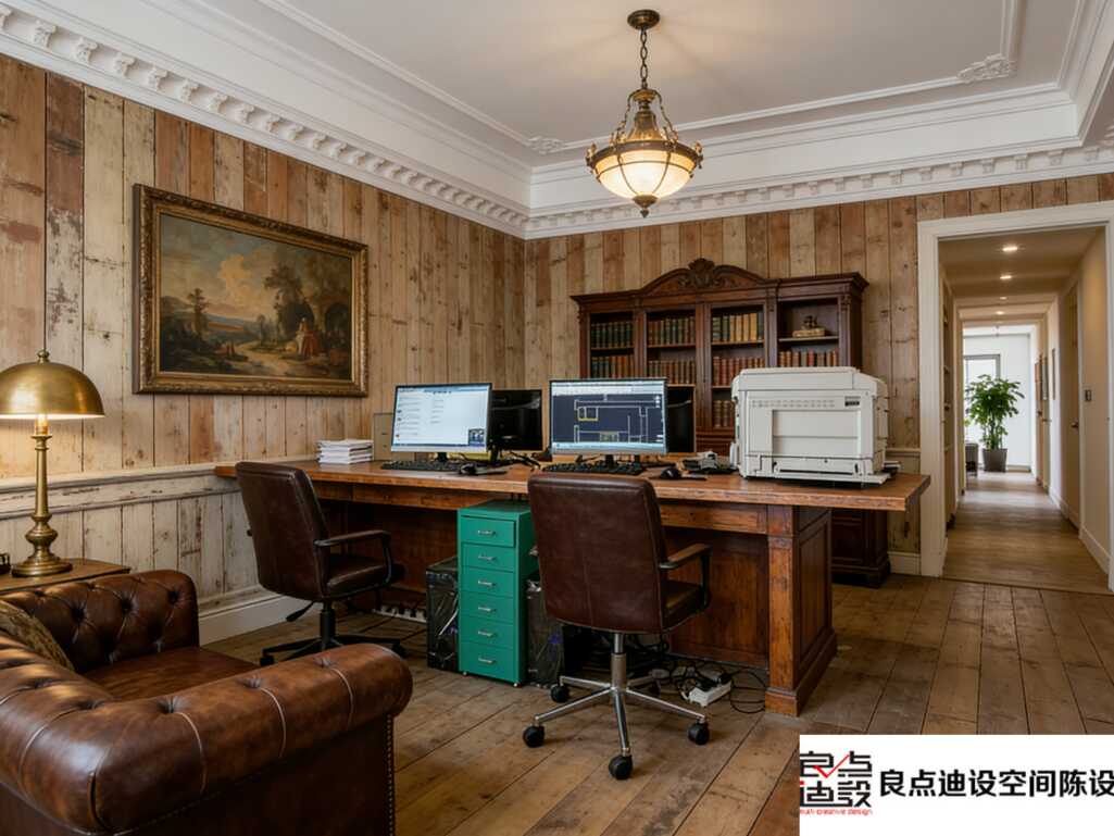 谁懂啊!这个美式复古办公室软装修装设计，直接把“松弛感”焊在工位上了✨